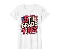Jolie Ambiance de 5e année, Premier Jour, 250 Ans, équipe d'enseignants T-Shirt Graphique avec Valeur, Femme, Blanc, L