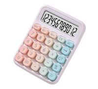 Jolie calculatrice 12 chiffres grand écran LCD grand bouton rond double alimentation adaptée pour le bureau, l'école, la maison, les enfants, les étudiants, les comptables
