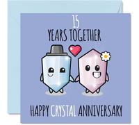 Jolie carte d'anniversaire de mariage en cristal pour petit ami petite amie | 15 ans ensemble, cartes de vœux pour 15e anniversaire de mariage pour homme et femme, 145 mm x 145 mm