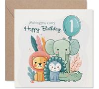 Jolie carte d'anniversaire pour 1er anniversaire, fête de la jungle