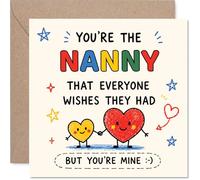 Jolie carte d'anniversaire pour grand-mère - Brighten Her Day - Cœurs colorés, étoiles et lettrage ludique dessiné à la main, fête des mères, carré de 145 mm, enveloppe incluse