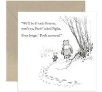 Jolie carte d'anniversaire Winnie l'ourson pour amis - Carte d'amitié « We'll Be Friends Forever » pour meilleure amie - Carte pensant à vous pour ami | Enveloppe intérieure vierge