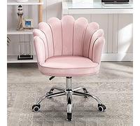 Jolie chaise de bureau pivotante en velours blanc - Design de coque réglable, chaise de bureau élégante pour filles, idéale pour la maison, la chambre, le salon et les espaces d'étude