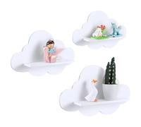 Jolie étagère murale - 3 pièces de rangement flottantes, ensemble de bords blancs pour articles de chambre d'enfant, plateformes suspendues avec supports cachés, meubles de chambre, radeaux montés