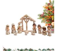 Jolie figurine de crèche de Noël en résine - Centre de table Sainte | Matériau en résine avec détails peints à la main et taille compacte pour les décorations de bureau chrétiennes et la