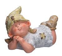 Jolie figurine de lutin NF87125 - Pour fille - 36 cm de large - Travail minutieux et peint à la main - Figurine de jardin - Décoration pour l'intérieur et l'extérieur - Polyrésine - Décoration de jardin - Sculpture
