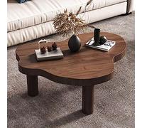Jolie table basse Irregu en bois massif avec 3 pieds, table d'appoint ronde moderne pour salon et chambre à coucher, décoration en noyer, H 109,2 x 78,7 x 40,6 cm - Slish & Functal