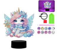Jolie veilleuse licorne avec outils 5D DIY lampe acrylique pour chambre à | Ensemble de lampes LED créatives à fleurs et animaux - Pièce décorative unique - Lampe de chevet - Cadeau pour vos proches