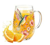 Jolies tasses à café colorées décoratives rétro en verre avec colibri et | Tasse à thé en verre bohème floral pour café glacé, cocktail, maison, salle à manger, cuisine, bar, fête des mères