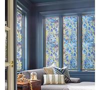 JOLIHOME Verre Vitrail Film pour Fenêtre Sticker de Fenêtre Fleur et Feuille Motif Décoratif Dépoli Non Adhésif Anti UV Cling Statique Film Vinyle Rouleau pour Maison Chambre Protection 44.5x200cm
