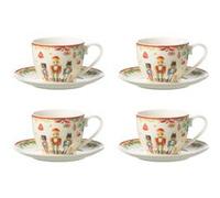 JOLIPA Coffret de 4 tasses à thé avec sous tasse casse noisette BLANC G