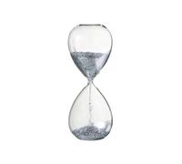 JOLIPA Grand sablier de décoration en verre et sable paillettes argent - 41 x 15 x 15 cm