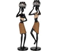 JOLIPA Set de 2 photophores figurines Africaines en résine - Hauteur 48 cm G