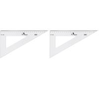 JOLLY Triangle Géométrique 60° 25cm Transparent Stable en Plastique pour Ecole Dessin Technique Géométrie Dessin, Messe, Enseignement (Lot de 2)
