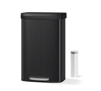 JOLLYTOP 80L Poubelle de cuisine rectangulaire à pédale, acier inoxydable - couvercle plastique fermeture douce anti-odeurs