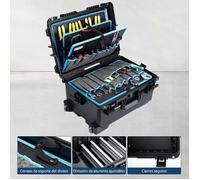 JOLLYTOP Coffret à Outils sur Roulettes 4 Niveaux - Mallette Etanche avec Poignée Télescopique et Séparateurs Réglables - Chantier