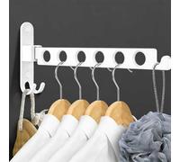 JOLY FANG Étendoir à Linge Mural Rabattable Blanc en Aluminium, Pliable pour Intérieur et Extérieur, Séchoir à Linge pour Salle de Bain, Balcon et Buanderie