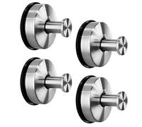 JOMOLA Lot de 4 crochets à ventouse pour salle de bain - Crochets adhésifs sans perçage - Extra solides - Pour salle de bain et douche - En acier inoxydable - Finition pinceau