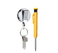 JOMPENS Ensemble de crayons de charpentier de 2,8 mm avec enrouleur de badge rétractable, crayon de marquage mécanique à trou profond avec clip intégré et porte-mine pour le travail du bois, la