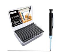 JOMPENS Lot de 100 mines de crayon de 2,8 mm, recharges de charpentier solides, marqueurs à trou profond, étanches pour menuiserie, construction, bâtiment (noir)