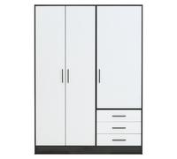 JONA Armoire 3 portes noir / blanc