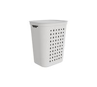 Jona Panier à linge, 55 l, avec couvercle, en plastique (polypropylène recyclé), 55 l, 43,2 x 35,5 x 53,3 cm, blanc
