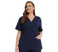 JONATHAN UNIFORM Extensible Blouse Medicale Femme 3 Poches Manche Courte | Col V Blouse Infirmier Leger, Tenue Aide Soignante Professionnelle pour Medecin Dentiste Clinique Hôpital