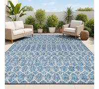 JONATHAN Y SMB108B-4 Ourika Tapis Tissu texturé géométrique marocain Intérieur/Extérieur Marine/Gris 120 cm x 180 cm, bohème, Facile à Nettoyer, Salon, Cour, Anti-Peluche