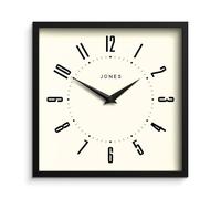 JONES CLOCKS® Box Horloge Murale | Horloge carrée rétro | 25cm | Noir | des nombres faciles à Lire | Horloge Parfaite pour Cuisine ou pour Bureau