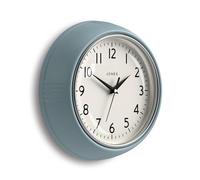 Horloge de cuisine ronde de style rétro | 25 cm | Bleu clair | Idéale pour la cuisine, le salon, le bureau ou la chambre | Facile à lire