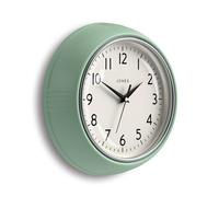 Horloge murale ronde rétro de 25 cm, couleur vert menthe néo, pour la cuisine ou le salon