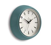 Horloge murale ronde rétro, 25 cm, bleu-vert, pour la cuisine ou le salon