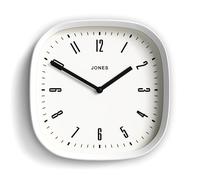 JONES CLOCKS® Marvel Horloge Murale | Horloge carrée rétro Arrondie Moderne | 25cm | Blanc | Un Look de Designer Sympa pour Cuisine, Salon ou Bureau