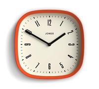 JONES CLOCKS® Marvel Horloge Murale | Horloge carrée rétro Arrondie Moderne | 25cm | Orange | Un Look de Designer Sympa pour Cuisine, Salon ou Bureau