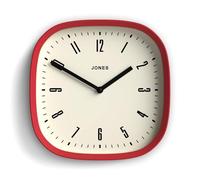 JONES CLOCKS® Marvel Horloge Murale | Horloge carrée rétro Arrondie Moderne | 25cm | Rouge | Un Look de Designer Sympa pour Cuisine, Salon ou Bureau