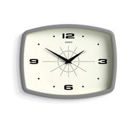 Horloge murale rétro grise, 25 cm, style Mid-Century