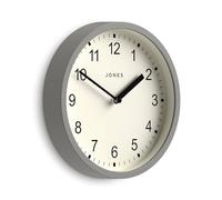 JONES CLOCKS® Spin Horloge Murale | Petite Horloge Ronde Moderne | 20cm | Grey | des nombres faciles à Lire | Idéal pour la Cuisine, Le Bureau, la Salle des Enfants ou Tout Petit Espace