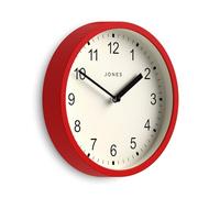JONES CLOCKS® Spin Horloge Murale | Petite Horloge Ronde Moderne | 20cm | Rouge | des nombres faciles à Lire | Idéal pour la Cuisine, Le Bureau, la Salle des Enfants ou Tout Petit Espace