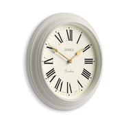 JONES CLOCKS® Supper Club Horloge Murale | Grande Horloge Ronde Classique | 40 cm | Gris très pâle | Chiffres Romains | Un Design Traditionnel idéal pour la Cuisine ou Le Salon