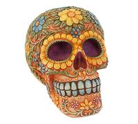 Jones Home and Gift Tirelire en forme de crâne Motif floral Orange