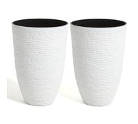 JonesHouseDeco 52cm Grand Pot, 2 PCS-35.5cm Dia Pot de Fleur Cylindrique Haut,Blanc Grande Rond Pot à Plantes Spacieux, in/Extérieur,Plantateurs Pierre d'imitation Plantateur Loft Porche Avant