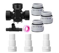 Jonikuper Vanne de dérivation 3 voies 3,8 cm avec kit d'adaptateurs de tuyau pour système de filtre de pompe de piscine hors sol avec connecteurs 4560 et joints toriques (noir)