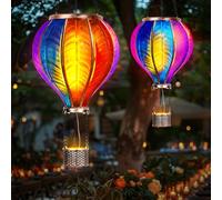 JONRRYIN 2PCS Lanterne Solaire Extérieur, Extra Grande 46,5x13,8 cm Montgolfière Lanterne Extérieur avec Effet de Flamme, Lumière Extérieure LED pour Terrasse, Balcon et Jardin