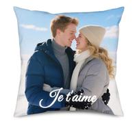 JONZIN Coussin Photo Personnalisé Double Face, Taie d'oreiller Personnalisable avec Texte Photo, Insert en Option, Cadeaux personnalisés pour Femme, Homme, Couple, Anniversaire
