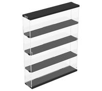 Joody Vitrine Murale Vitrine pour Collection Figurine Voiture Miniature Maquette, 4 etageres Vitrine Acrylique Transparente avec Porte Coulissante, Boite Plexiglas Rangement,Noir,40x8.5x50 cm