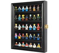 Joody Vitrine pour Mini Figurine Collection, Vitrine Murale en Bois pour Lego Minifigures, Vitrine avec Porte Verrouillable pour Petits Objets, Anti-Poussiere pour Jouets, Noir