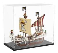 Joodyyoo Vitrine Acrylique pour Collection Lego One Piece Le Bateau Pirate Vogue Merry 75639, pour Lego Architecture Notre-Dame de Paris 21061, Transparente Boite avec Bande Lumineuse, 45x25x40cm