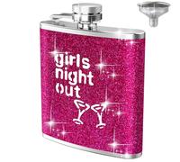 Joogee Flasque de 226,8 g pour femme, en cuir synthétique souple avec entonnoir pour liqueur, acier inoxydable pour camping en plein air et cadeaux pour filles, rose