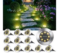 Joomer 12 lampes solaires d'extérieur, lampes solaires pour jardin extérieur avec 8 LED, 3000K blanc chaud, lampes solaires LED étanches pour jardin, lampes solaires pour extérieur, pelouse, allée, tr