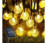 Joomer Guirlande Lumineuse Solaire, 13.8M 60 LED Boules Cristal Solaire Blanc Chaud, IP65 Guirlande Lumineuse Exterieur avec 8 Modes pour Jardin, Patio, Clôture, Mariage, Terrasse, Noël